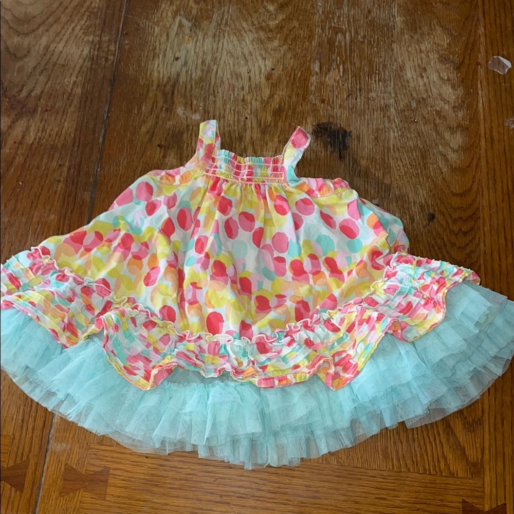 Colorful Polka Dot Girls Dress with Tulle Skirt